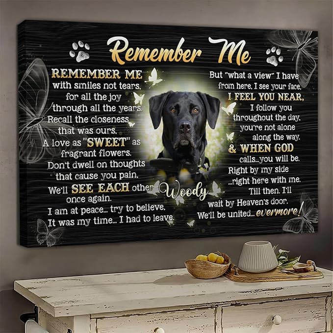 Dem Canvas Personalized Photo Canvas Prints, Dog Loss Gifts, Pet Memorial Gifts, Dog Death Sympathy Gifts, Remember Me, Dog Cat Passing Away Loss Gift Dog Grieving Gifts (24x16)