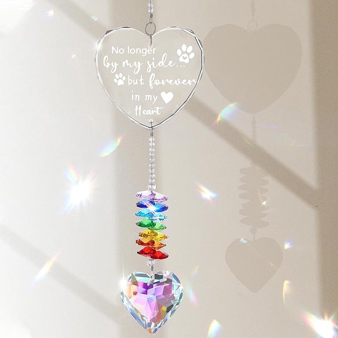 Andthen Dog Memorial Gifts for Loss of Dog, Dog Memorial Crystal Suncatcher with Rainbow Bridge Card