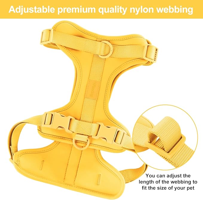 No Pull Lightweight Dog Harness: Adjustable Durable Breathable Mesh Pet Vest Harness with Soft & Comfortable Cushion, for Small Medium Large Dogs (XS, Butter Yellow)