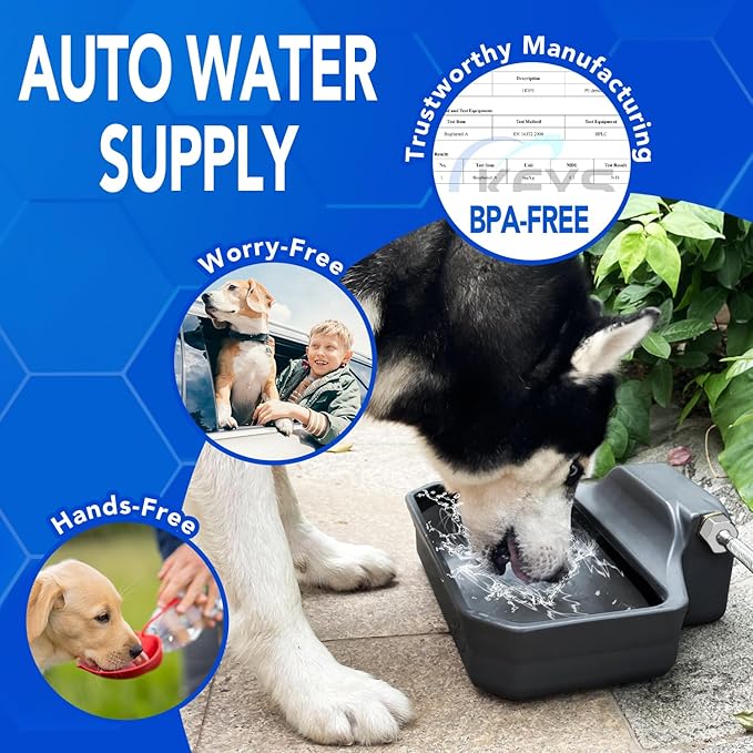 PETTEN Automatic Water Dispenser for Dogs 3.5L/118oz, Large Capacity Auto Dog Water Dispenser Outdoor with 3/4" GHT Male Faucet Connector, Dog Water Bowl Dispenser for Dog, Cat, Livestock(Gray)