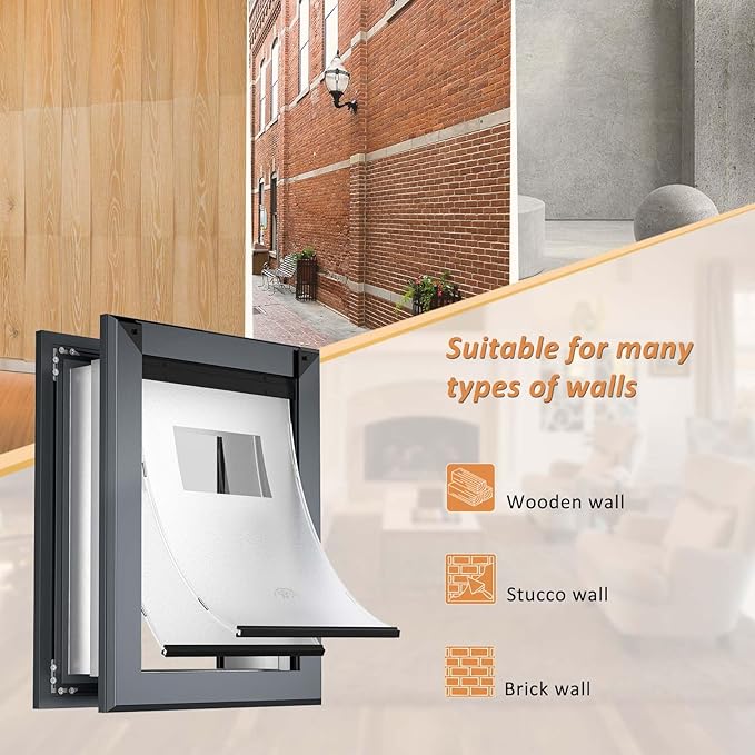 FreeStanding XL Dog Door for Wall, Extra Large Dog Door with Heavy Duty Aluminum Frame, Telescoping Tunnel, Double Magnetic Flaps and Double Sliding Lock Panels, Up to 220lbs, X-Large, Smoky Gray