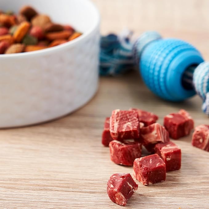 Oven Roasted Single Ingredient Treats for Dogs & Cats | Easy Chew (3.1 oz, Marbled Beef Cubes)