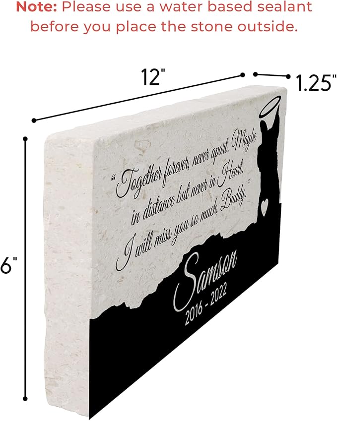 Personalized Pet Memorial Stone, 6x12 Custom Limestone Pet Grave Markers as Keepsake or Pet Remembrance, Thoughtful Pet Loss Gifts for Bereaved Pet Owners, Personalized Memorial Gifts (Samson)