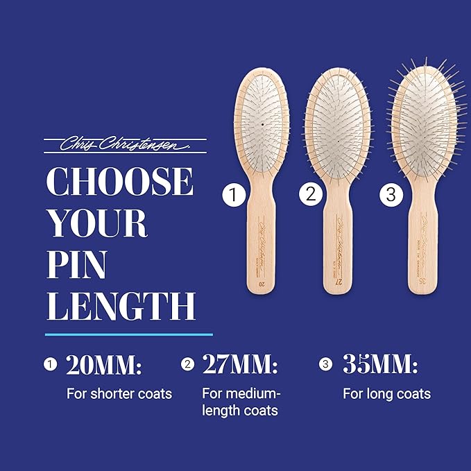 Chris Christensen Dog Brush, 27 mm Oval Pin Brush, Original Series, Groom Like a Professional, Stainless Steel Pins, Lightweight Beech Wood Body , Ground and Polished Tips