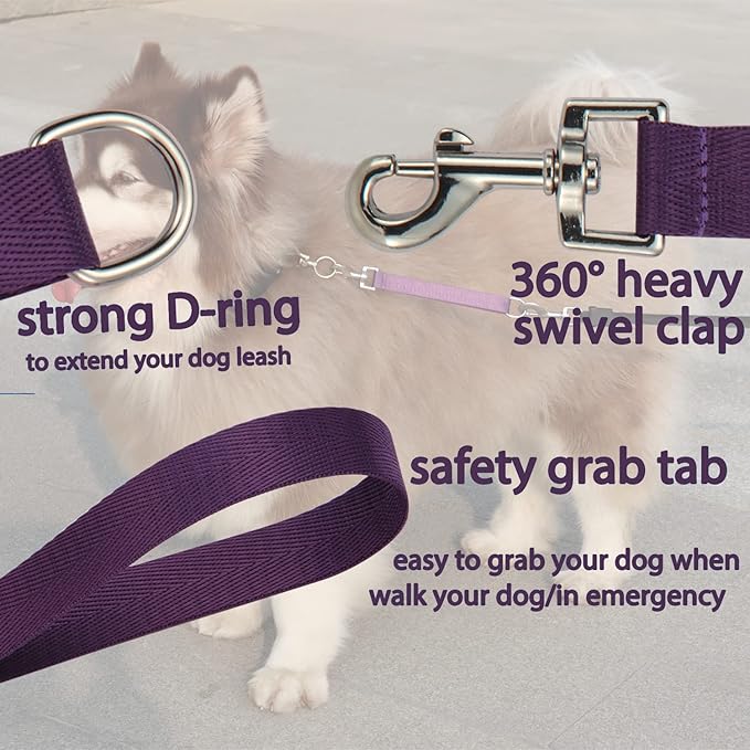 Traffic Dog Leash Dogs Training Leash Short Pet Lead Pets Traffic Grab Handle Dog Grab Tab Training Tab Handle Nylon Short Dog Lead (Rosered & Purple)