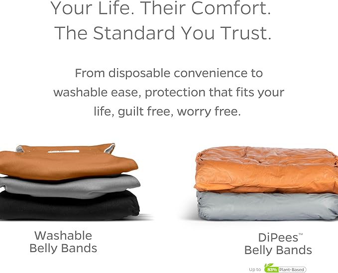 Pet Parents® DiPees® Disposable Belly Bands for Male Dogs + Extendrs®, Male Dog Wraps, Leak Proof, Up to 83% Plant Based, Premium Disposable Dog Diapers Male (Grey, Large (20-27"), 10ct)