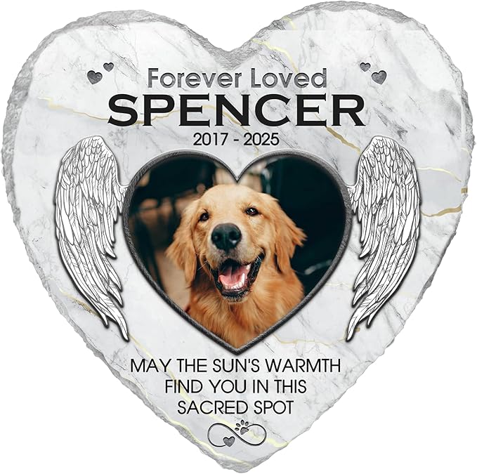 May The Sun's Warmth Find You In This Sacred Spot Personalized Photo Dog Memorial Stone, Pet Memorial Stones for Dogs, Dog Memorial Gifts for Loss of Dog, Cat Sympathy Gift for Pet Lovers