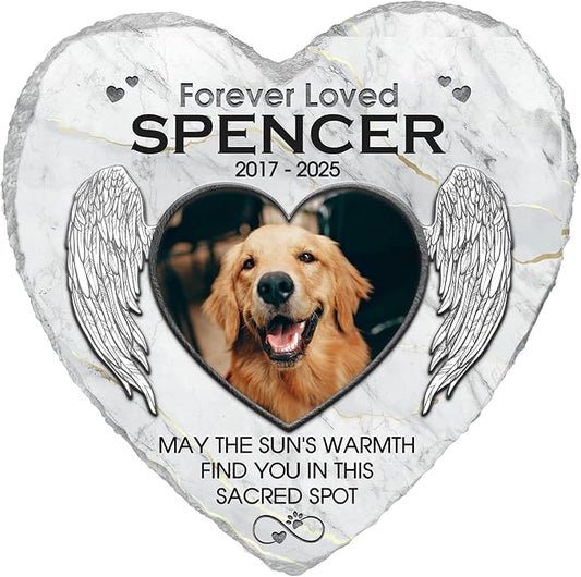 May The Sun's Warmth Find You In This Sacred Spot Personalized Photo Dog Memorial Stone, Pet Memorial Stones for Dogs, Dog Memorial Gifts for Loss of Dog, Cat Sympathy Gift for Pet Lovers