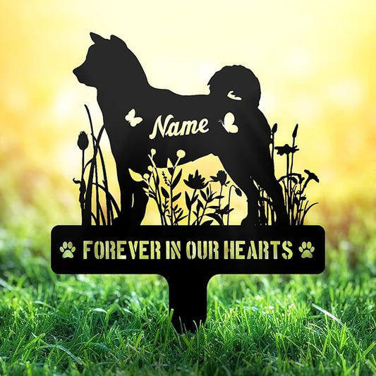 Custom Shiba Inu Shibe Dog Grave Marker, Personalized Dog Memorial Stake, Metal Pet Tombstone, Outdoor Sympathy Sign for Garden Yard Decor, Pet Loss Gift