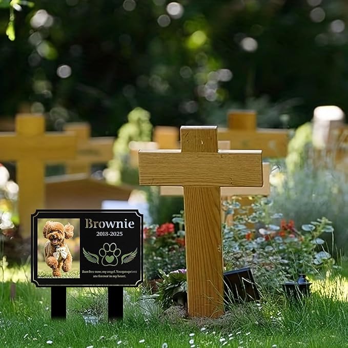 Custom Dog Grave Markers Outdoor, Personalized Pet Grave Marker Dog Memorial with Photo and Name, Outdoor Weatherproof Pet Cemetery Sign, Personalized Dog Memorial Gifts for Loss of Dog