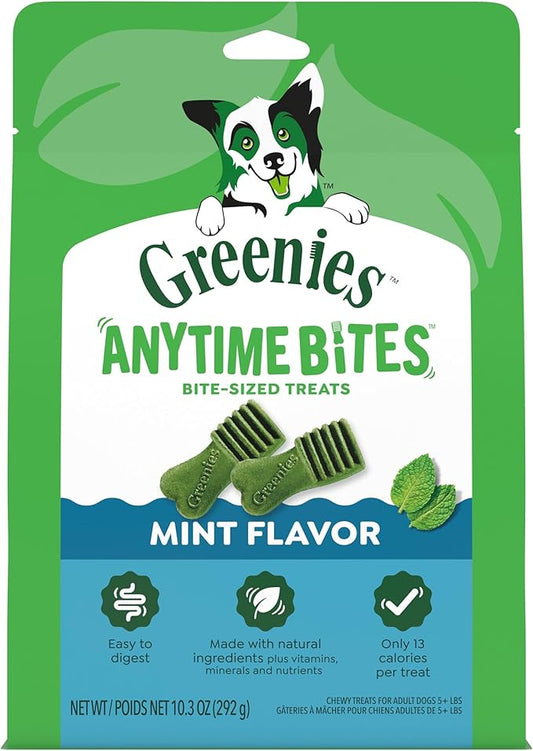 Greenies Anytime Bites Dog Treats, Mint Flavor, Dog Training Treats, 10.3 oz. Bag