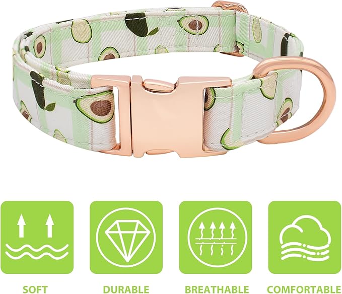 Dog Collar and Leash Set Adjustable Girls Puppy Floral Collars with Bow Tie for Small Medium Large Dogs(S, Avocado)
