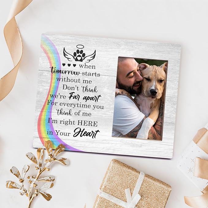 Orchroma Rainbow Bridge Dog Memorial Gifts 4x6 Picture Frame, 8x10 in Wooden Frame with Easel Back, Perfect for Home Decor & Gifting