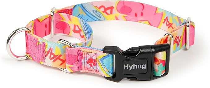 Hyhug Design Pattern Martingale Dog Collar for Medium Dogs Escape - Proof| No Pull Durable for Outdoor Use, Ideal for Training & Daily Walks (Colorful Dog, Medium)