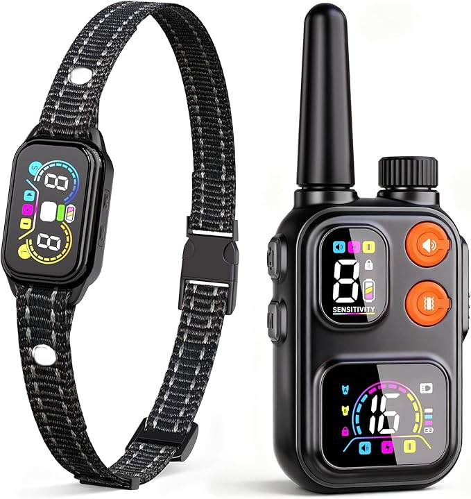 2-in-1 Dog Shock & Bark Collar with Remote – 4500FT Anti-Barking E Collars for Dog Training, IP67 Waterproof for Small Medium Large Breed (8-120Lbs)