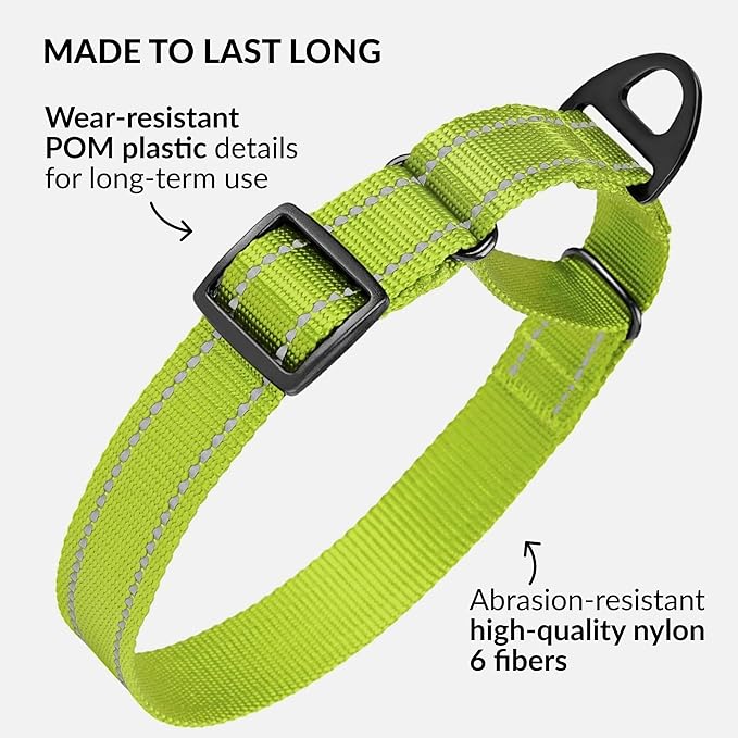 Collardirect Reflective Martingale Dog Collar Nylon Training Collars for Small Medium Large Dogs Puppy Pink Orange Green (S, Neck Size 11"-15", Lime Green)