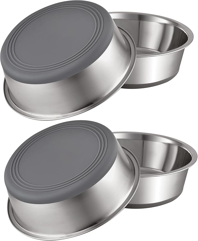 PEGYY11 Nonslip Stainless Steel Dog Bowls, 11.4 US Cup, 4 Count