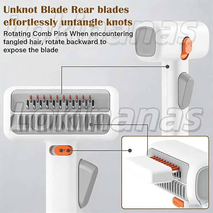 2026 New 2-in-1 Pet Self-Detangling & Grooming Comb, 2-in-1 Pet Comb Untangle & Remove Tangles One-Touch Switch, Pets Grooming Brush Detangle, Deshed, Massage for Dogs & Cats (1PC)