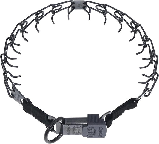 Herm Sprenger Black Stainless Steel Prong Dog Training Collar with Quick Release Buckle No-Pull Collar for Dogs (Black, 20in x 2.25mm (Neck Size Up to 17in))