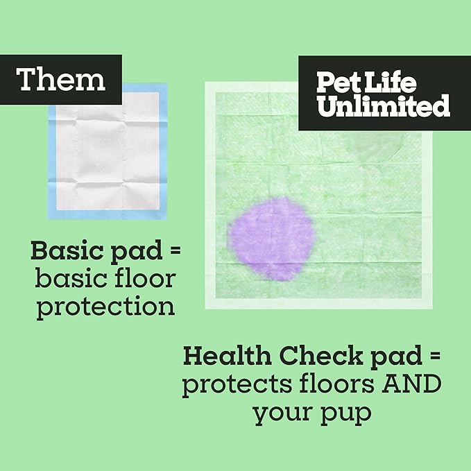 Pet Life Unlimited Health Check Puppy Pads for Dogs, Health Indicating Pee Pads, 10 Count, 22" x 22", Color-Track Technology Detects Common Health Issues, Leak-Proof, Super Absorbent, Made in USA