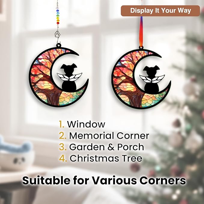 Dog Memorial Suncatcher Gift Package with Sympathy Card, Personalized Dog Grief Gift with Pet Name Date for Dog Loss, Pet Passing Away Gift for Dog Death (LifeTree)