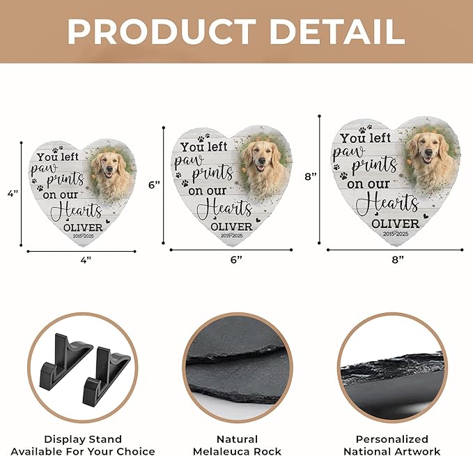 Dog Stone Memorial for Dogs Personalized Pet Memorial Plaque | Customized Sympathy Stones and Plaque for Pets Lovers | Thoughtful Pet Loss Gifts Dog Personalized Condolence Gifts for Dogs