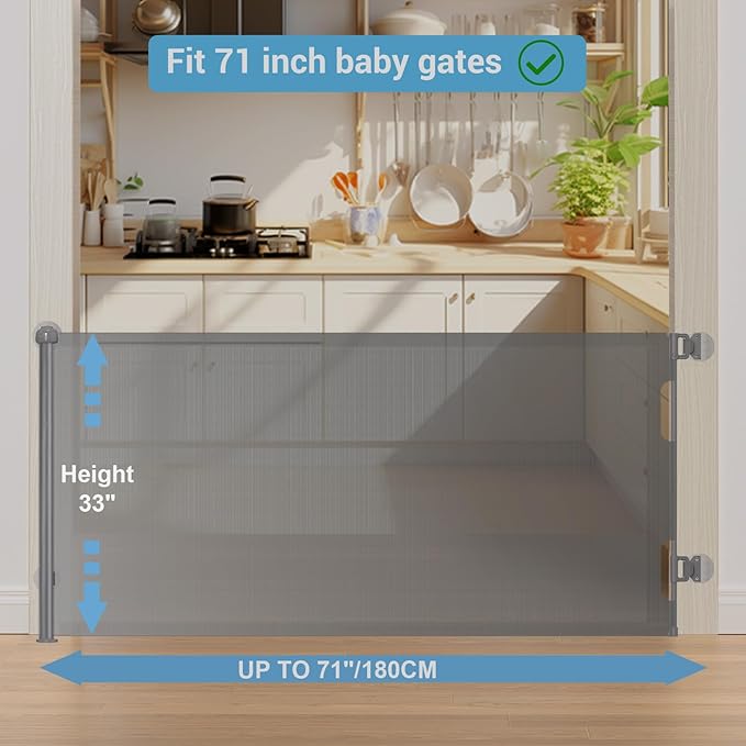 HAMOPY Auto-Lock Retractable Baby Gate Replacement Free-Punch Parts, Original Hardware Set (Including 2 x Latches + 2 x Brackets) Only Fit 55“&71” Auto-Lock Baby Gate(Grey)