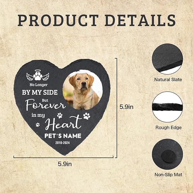 Cowcute Personalized Dog Memorial Gifts for Loss of Dog, Customized Pet Memorial Stone with Photo Name Dates, Cat Headstone Cemetery Decorations for Grave, Pet Loss Gifts for Dog Mom Cat Lovers Owner