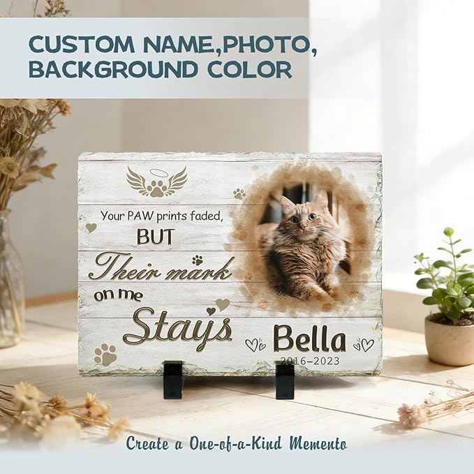 Goodoo Dog Memorial Gifts for Loss of Dog, Personalized Pet Memorial Stone Plaque, Sympathy Gift for Pet Lovers, Changing Colorful Background to Paint Loving Memory, Garden Decor