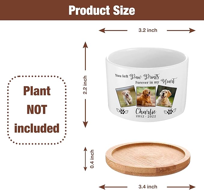 Personalized Pet Memorial Plant Pot Ceramic Dog in Picture Deceased Customized Dog Rememberance Passing Away Heartfelt Sentimental Quote Frame Gift for Pet Owner Christmas Meaningful Birthday