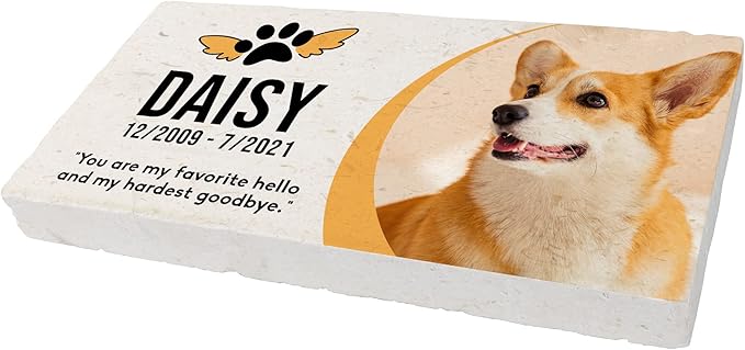 Personalized Pet Memorial Stone, 6x12 Custom Limestone Pet Grave Markers as Keepsake or Pet Remembrance, Thoughtful Pet Loss Gifts for Bereaved Pet Owners, Personalized Memorial Gifts (Daisy)