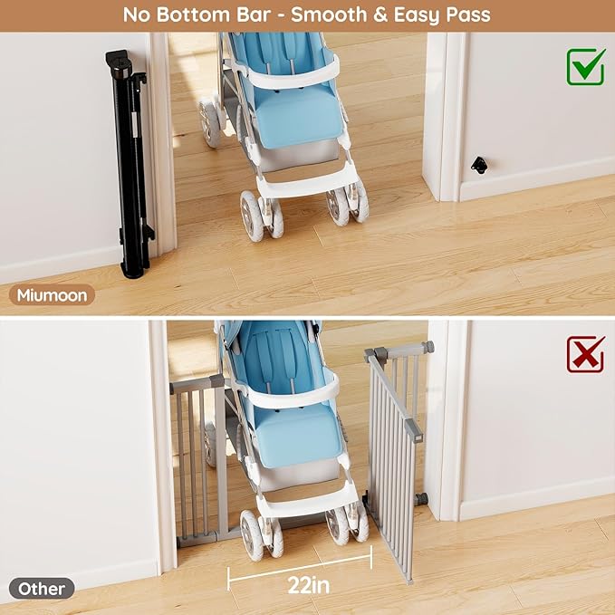 One-Hand Operation Retractable Baby Gates, 71 inch Retractable Gate with Reinforced Strip Design to Prevent Crawling Through, 6 FT Retractable Dog Gate for Stairs, Doorways, Hallways
