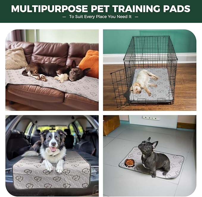 FXW Washable Pee Pads for Dogs, Leak-Proof & Non-Slip, Specifically Designed for 24inch Cages, 17" x 23" Rectangle, Khaki, 1 Pack