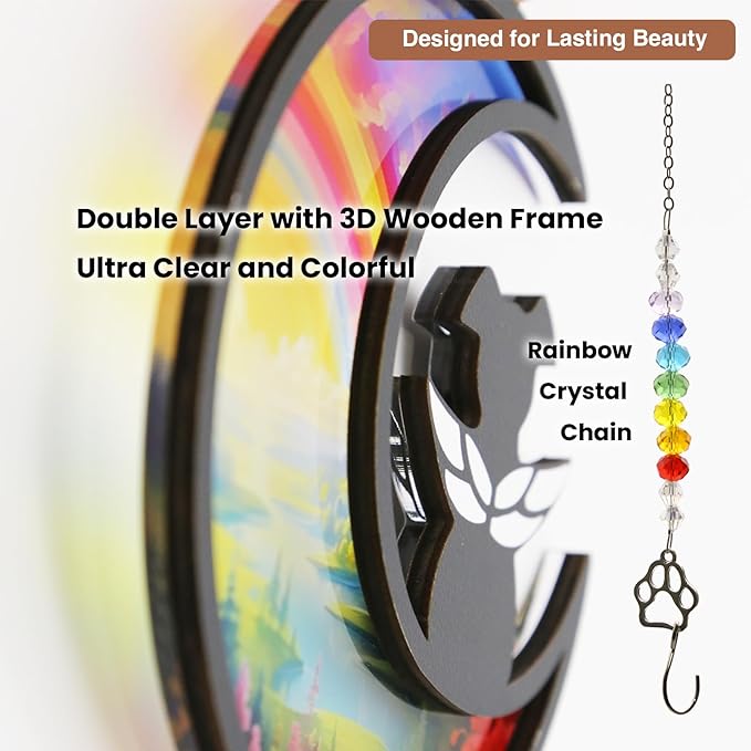 Personalized Dog Memorial Gifts for Loss of Dog, Pet Sympathy Suncatcher, Rainbow Bridge Dog Remembrance Gift, Dog Passing Away Ornament for Window Hanging (Rainbow River)