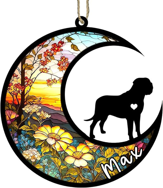 Personalized Dog Memorial, Custom Name English Mastiff Dog Christmas Ornament with Name, Custom Breeds, Pet Loss Light Catcher, Gifts for Lovers Loss of Pet Sympathy on Mothers Day Christmas