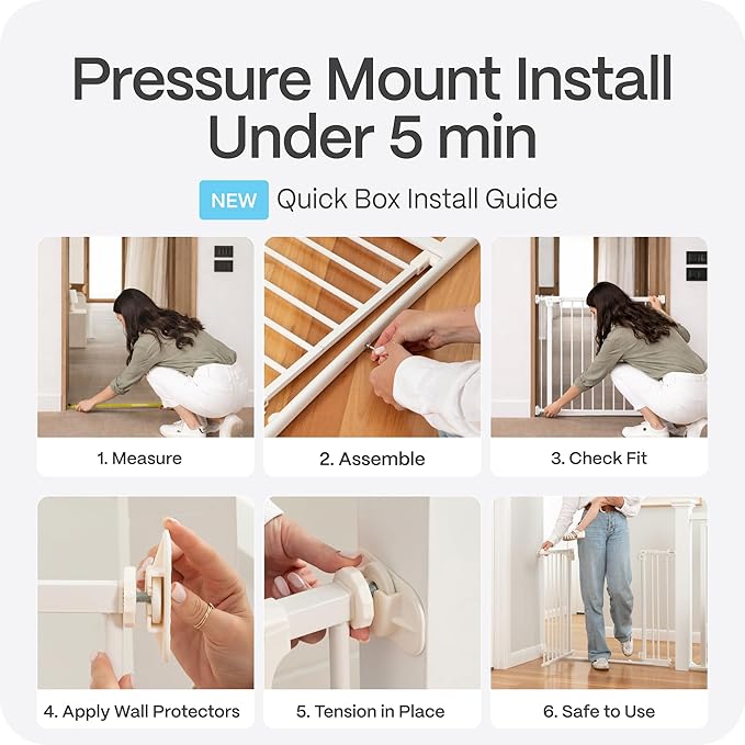 Perma Child Safety Safe Step Baby Gate for Stairs & Doorways, Rental Safe, Install Pressure in Minutes, Mounted Gate, Auto Close, Stay Open, Ultra-Low Bar (38.2–45.7" Wide x 30" Tall)
