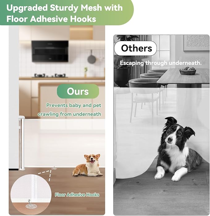 2pcs Short Dog Gate Pet Gates 14" H Puppy Gate, Retractable Extends to 59 Inches for Stairs & Doorways Hallways