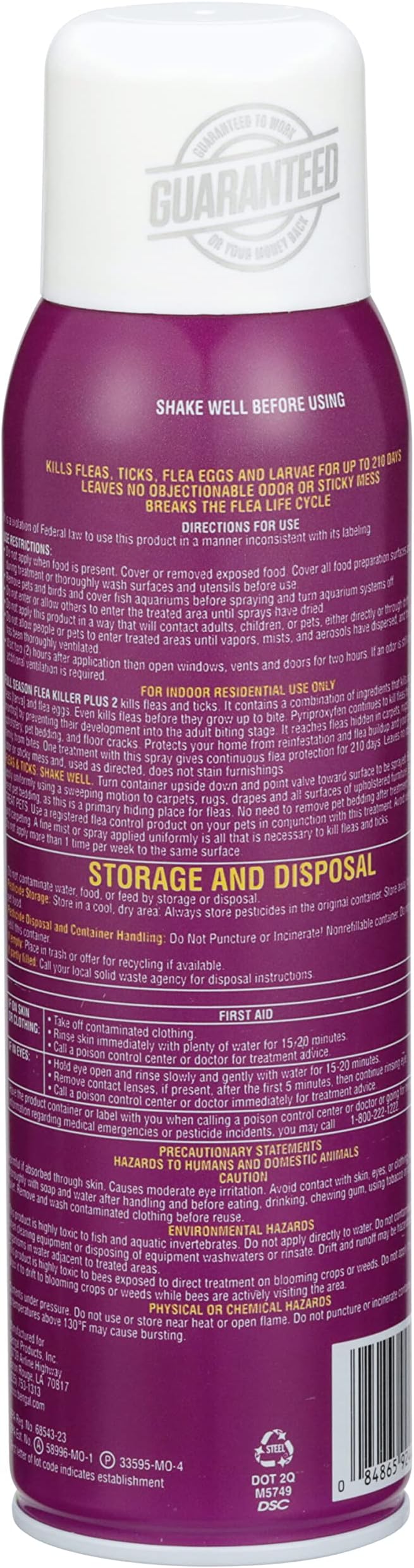 Bengal Full Season Flea Killer Plus, Flea and Tick Aerosol Spray with Insect Growth Regulator, 2-Count, 16 Oz. Aerosol Cans