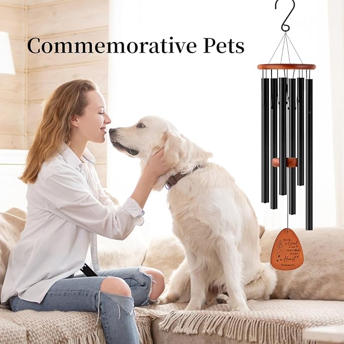 Personalized Pet Memorial Wind Chimes with Color Photo for Loss of Dogs Cats, Pet Passing Away Sympathy Remembrance Gift, 25.5”/32”/37”