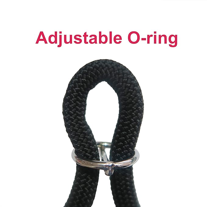 Braided Round Martingale Dog Collar, Training Collar with Slidable Stop Ring - Ideal for Large Dogs (L(1/2") - 22" Long, Black)
