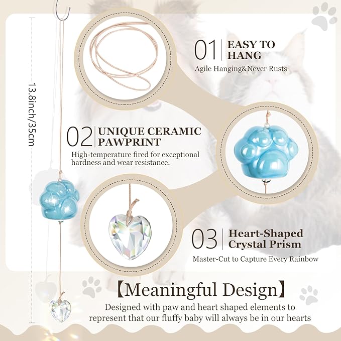 Pet Memorial Gifts for Dogs and Cats - Suncatcher Wind Chime Dog Memorial Gifts for Loss of Dog, Pet Loss Sympathy Gift, Thoughtful Pet Remembrance & Bereavement Keepsake (Blue)