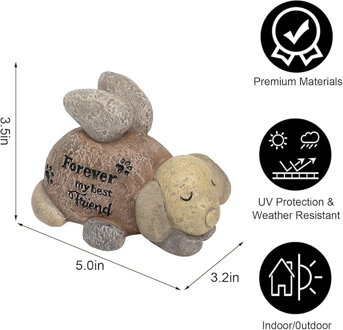 Dog Memorial Stone, Remembrance Sympathy Gifts for Loss of Pet, Angel Dog Statue Grave Markers Outdoor