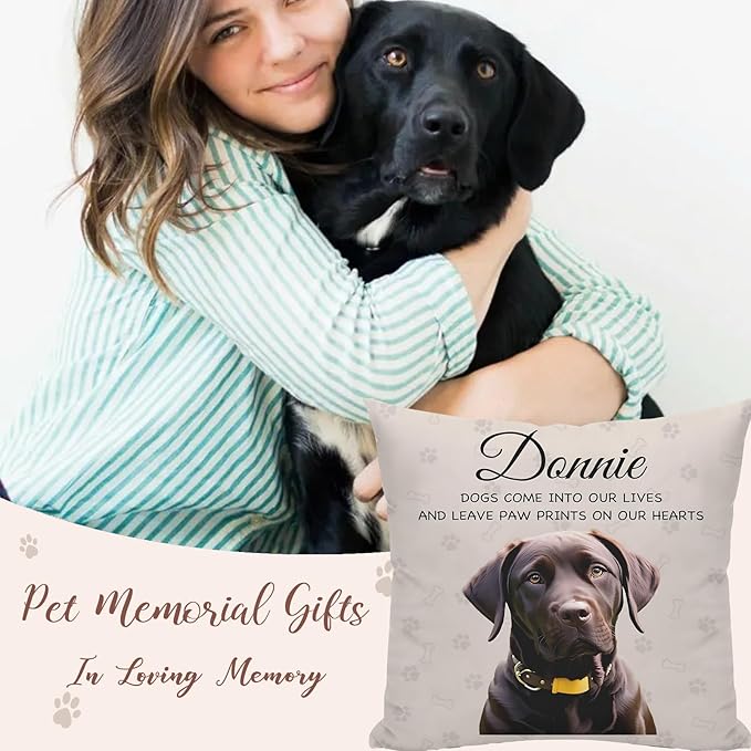 Alienc Personalized Dog Memorial Pillow with Photo - Custom Pet Memory Gift, Soft Sympathy Gift for Loss of Dog or Cat, Heartfelt Remembrance Throw Pillow