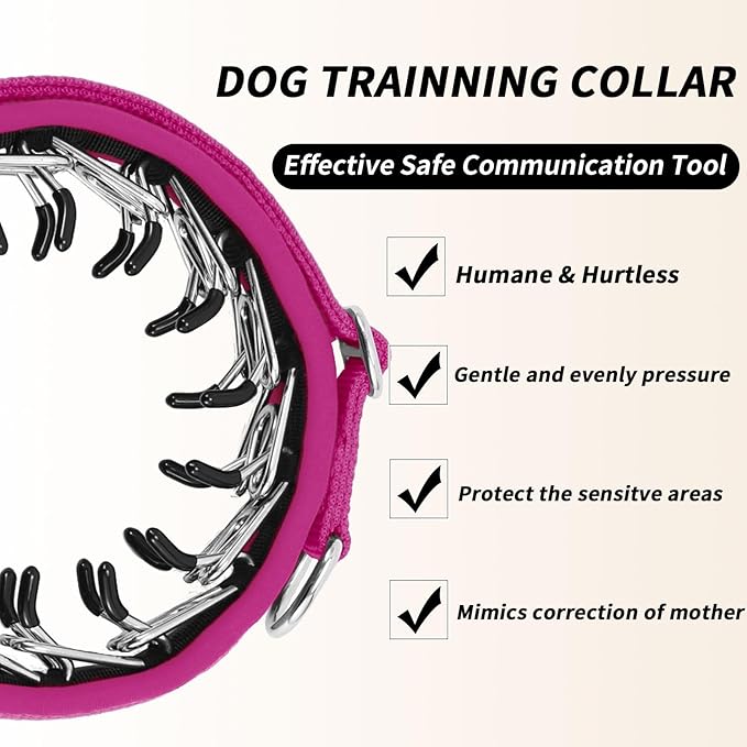 Martingale No Pull Dog Collar for Large Medium Small Dogs, Heavy Duty Nylon Reflective Adjustable Anti Pull Slip Collar with Buckle for Training Walking S Hot Pink