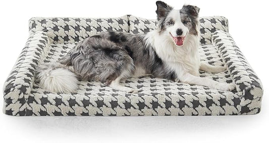 FURTIME Orthopedic Dog Beds Large Sized Dog, XL Washable Memory Foam Pet Couch Bed with Removable Washable Cover, Non-Slip Bottom with Bolster Sides, Grey