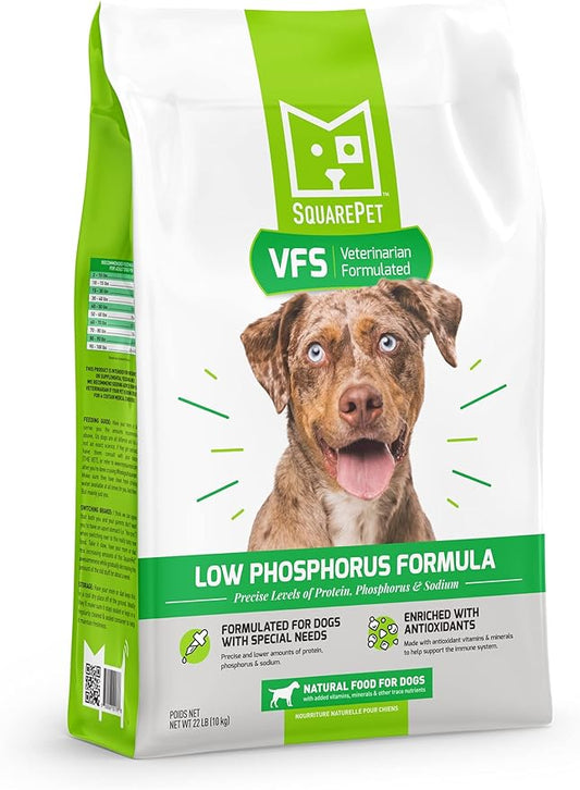 SquarePet VFS Low Phosphorus Formula Special Needs Dry Dog Food Made with Cage Free Turkey and Whole Eggs 22lb