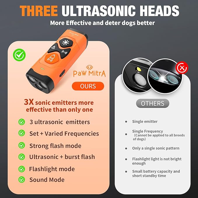 2025 Ultrasonic Dog Bark Control Device | Rechargeable Anti Barking Device, 35FT Long-Range No Shock Dog Trainer, Safe & Humane One-Button Bark Deterrent for Indoor & Outdoor Use