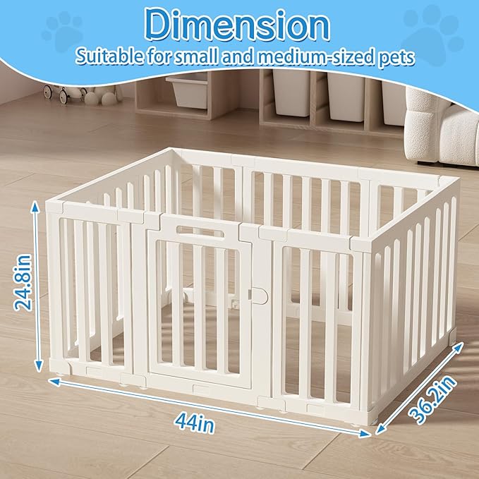 XPIY Dog Playpen – 25Inch Tall Plastic Puppy Fence Playpen with Door for Medium and Small Dogs, Safe Indoor & Outdoor XL Big Pet Puppy 12-Panel Play Pen