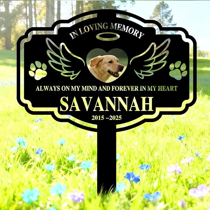 Custom Metal Dog Grave Marker Stake, Personalized Pet Headstones for Dogs, Outdoor Garden Pet Cemetery Metal Sign, Pet Memorial Gifts for Gogs, Dog Name Sign for Yard Cemetery