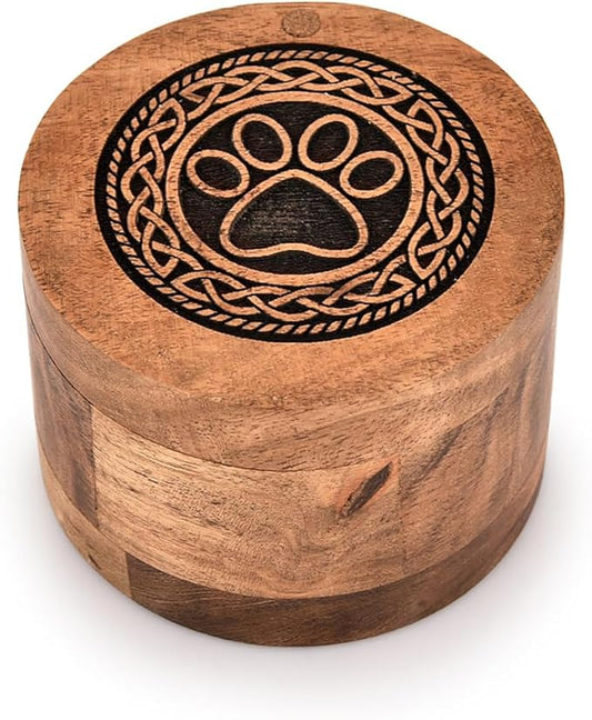 Kimona Dog Urn Wooden Pet Memorial Keepsake Cremation Urns for Ashes Pet Urn Wood Keepsake Box Urns for Cat Dogs Ashes (3.5" x 3.5" x 2.5")